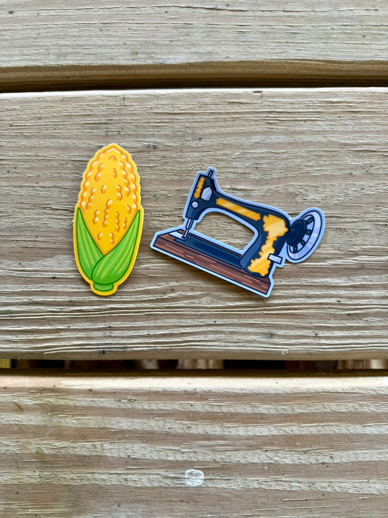 Lady and Sewing Machine Linked Keychain