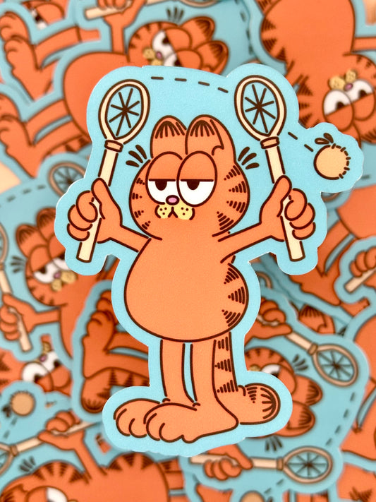 Garfield Playing Stickball Matte Sticker