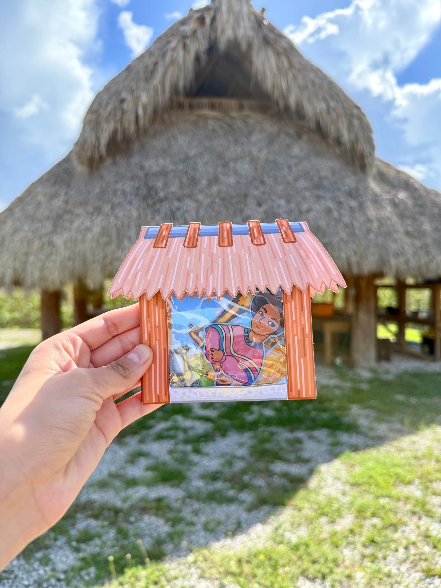 Lady and Sewing Machine Linked Keychain