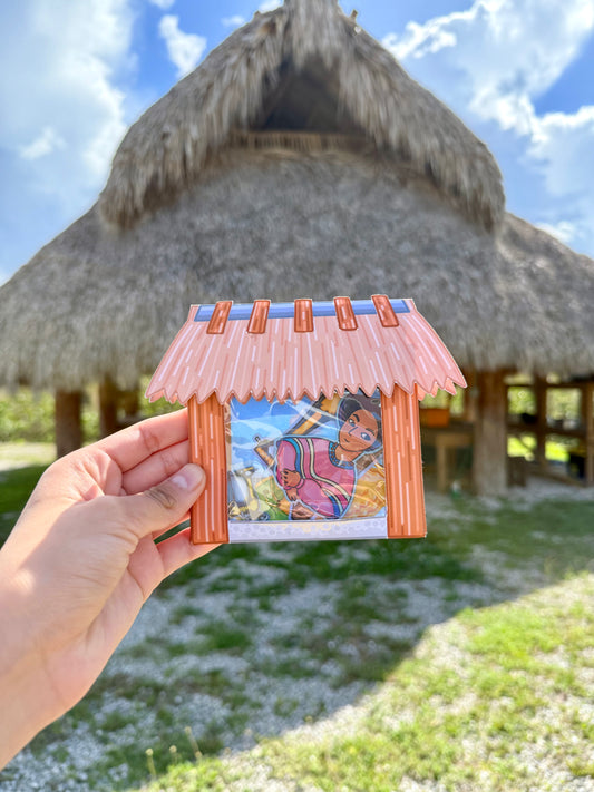 Lady and Sewing Machine Linked Keychain