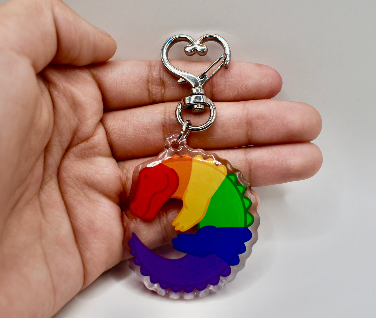 Rainbow Gator Keychain |Double sided epoxy|