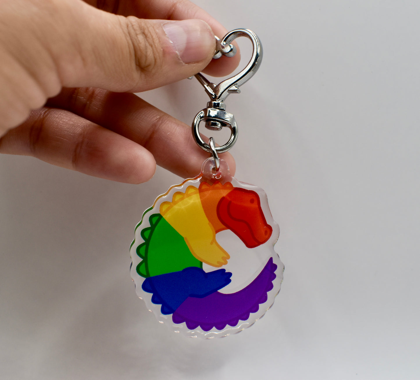 Rainbow Gator Keychain |Double sided epoxy|