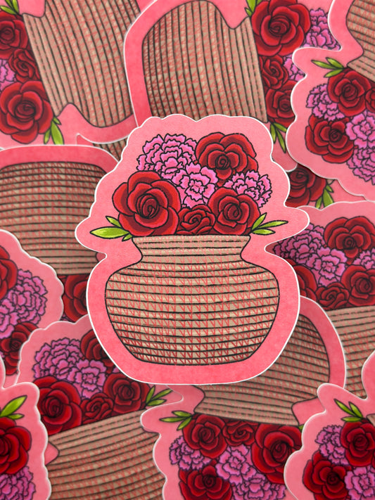 Flower Basket Matte Stickers